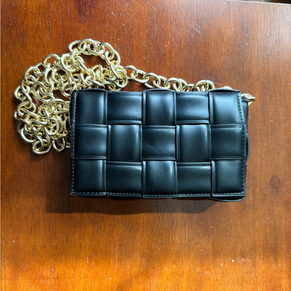 Mini black woven purse / clutch